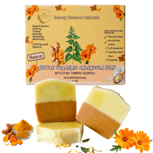 NETTLE TURMERIC CALENDULA SOAP 120g | Handcrafted Natural & Botanical | Artisanal Soap