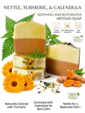 NETTLE TURMERIC CALENDULA SOAP 120g | Handcrafted Natural & Botanical | Artisanal Soap
