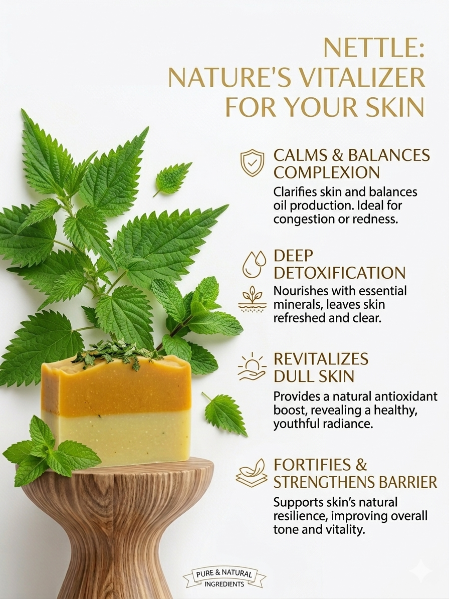 NETTLE TURMERIC CALENDULA SOAP 120g | Handcrafted Natural & Botanical | Artisanal Soap