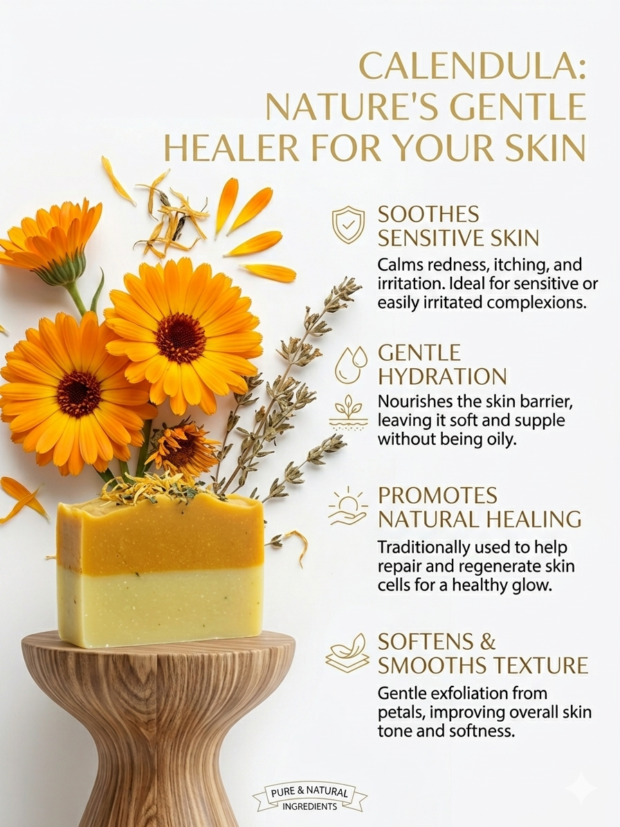 NETTLE TURMERIC CALENDULA SOAP 120g | Handcrafted Natural & Botanical | Artisanal Soap