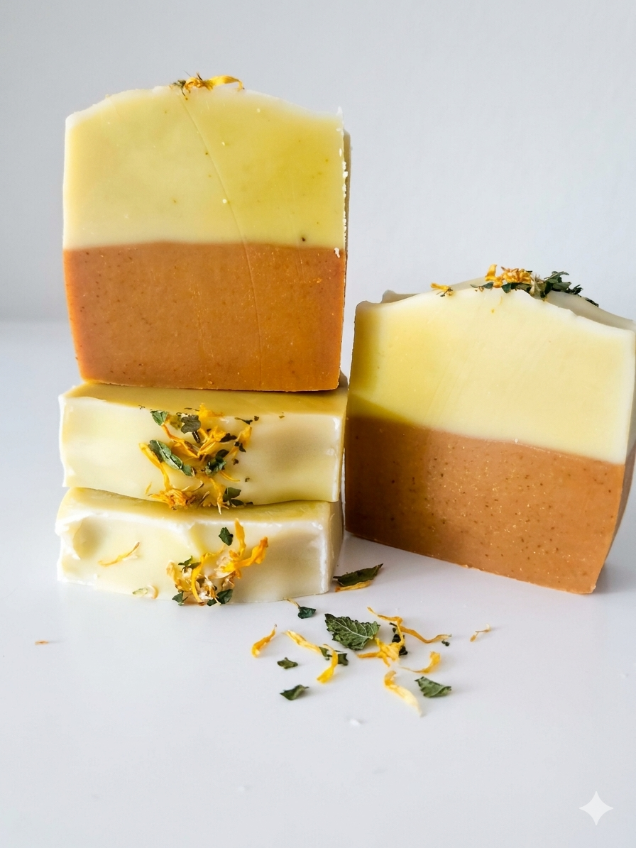 NETTLE TURMERIC CALENDULA SOAP 120g | Handcrafted Natural & Botanical | Artisanal Soap