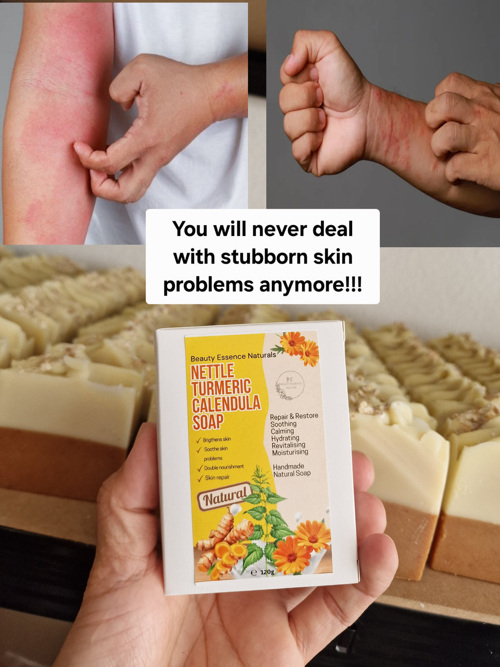 NETTLE TURMERIC CALENDULA SOAP 120g | Handcrafted Natural & Botanical | Artisanal Soap